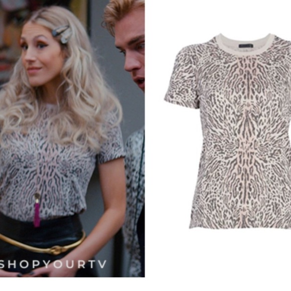 ATM Anthony Thomas Melillo Leopard Print Tee Shirt Short Sleeve Browns Cotton S - Picture 3 of 13